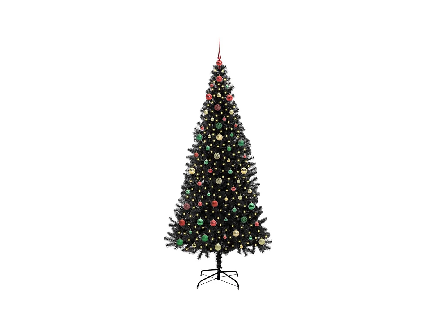 Sapin de Noël avec 300 LED avec support Noir 240 cm PVC