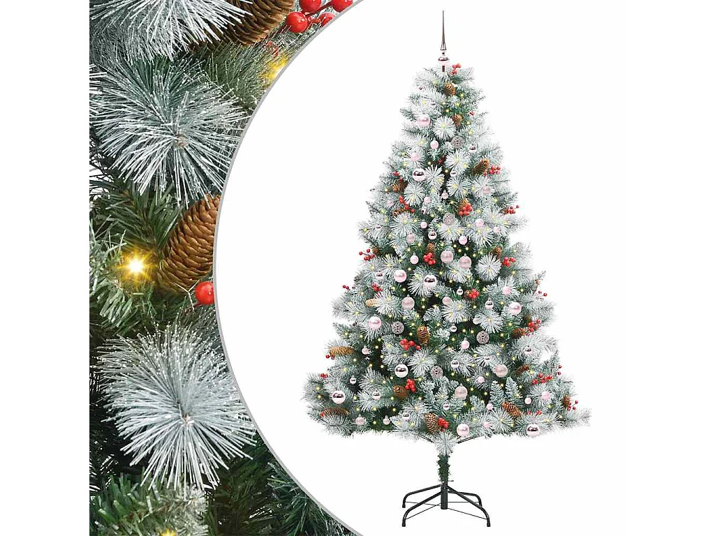 Sapin de Noël artificiel Vert et blanc 210 cm