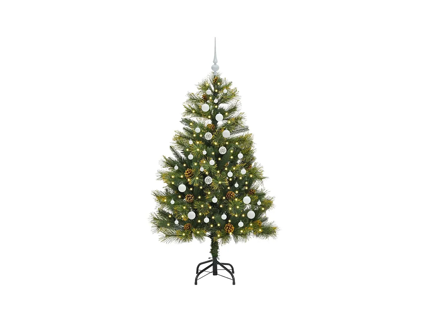 Sapin de Noël artificiel avec branches pliables et cônes 150 cm