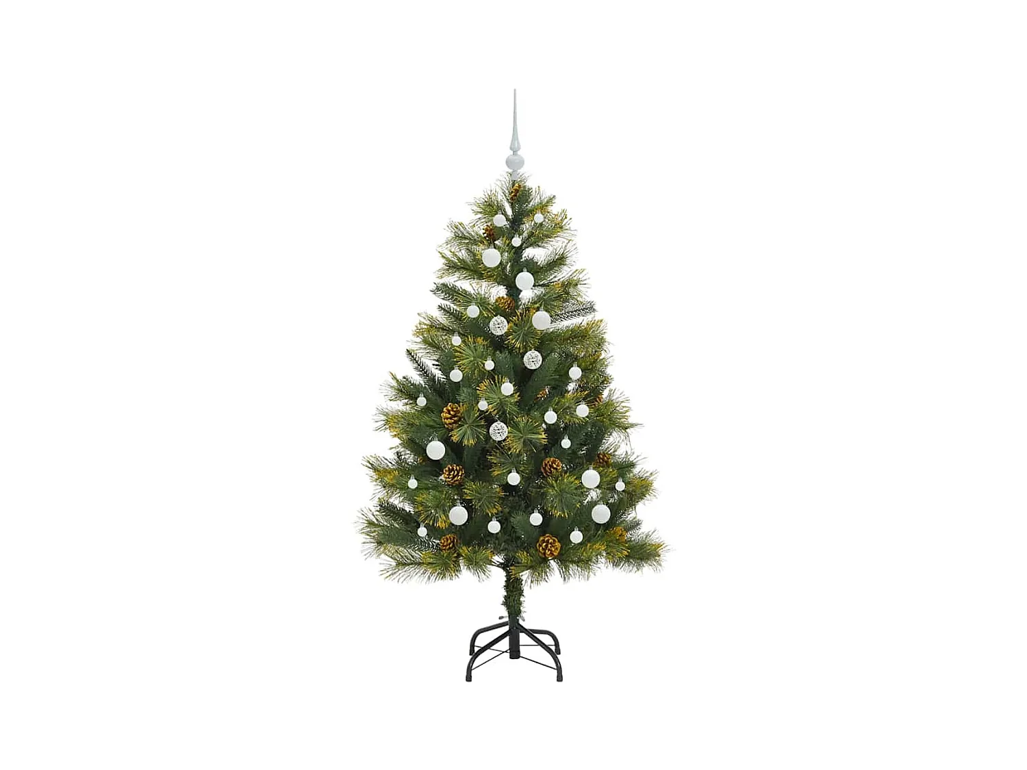 Sapin de Noël artificiel avec branches pliables et cônes 150 cm