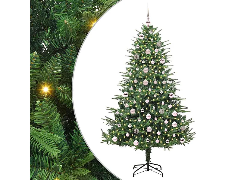 Sapin de Noël artificiel pré-éclairé avec set de boules Vert