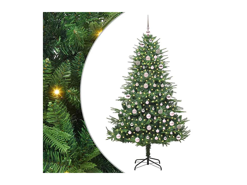 Sapin de Noël artificiel pré-éclairé avec set de boules Vert