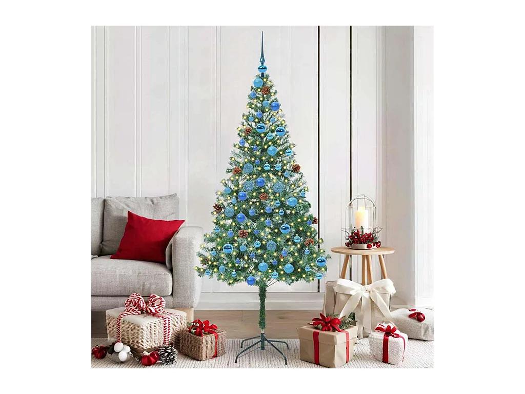 Árvore de Natal Artificial com 300 LEDs Verde 180 cm PVC e Aço