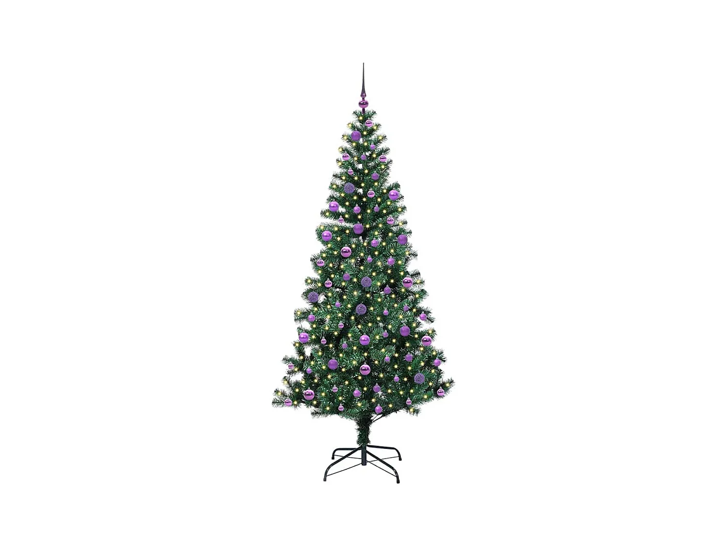 Sapin de Noël artificiel pré-éclairé Vert 210 cm PVC et métal