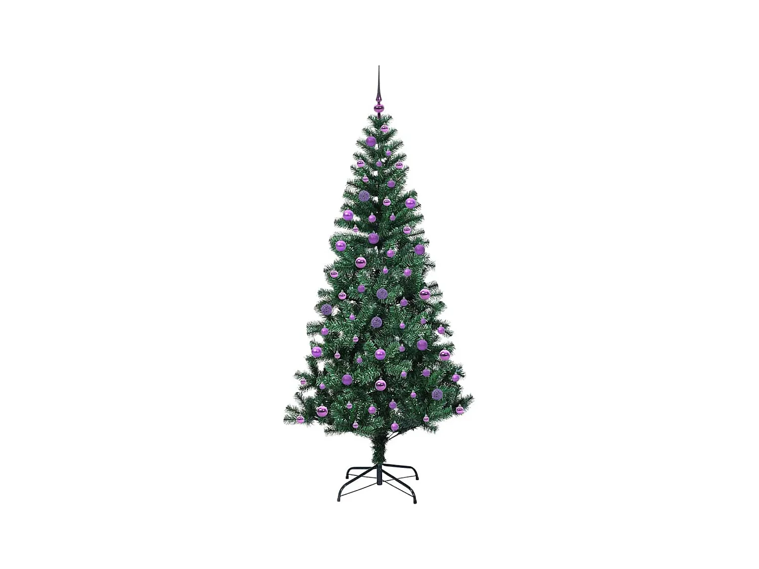 Sapin de Noël artificiel pré-éclairé Vert 210 cm PVC et métal