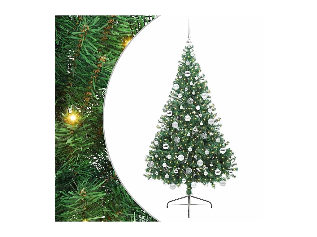 Árbol de Navidad Artificial Preiluminado Verde 180 cm PVC