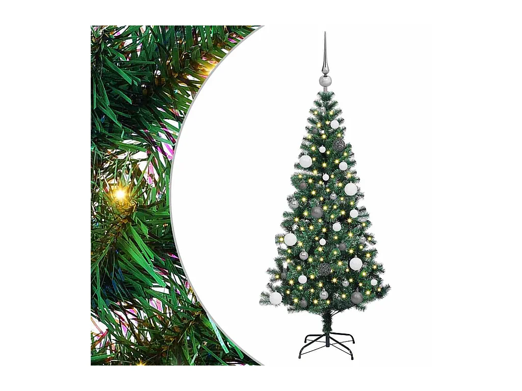 Sapin de Noël artificiel pré-éclairé Vert 150 cm PVC et métal