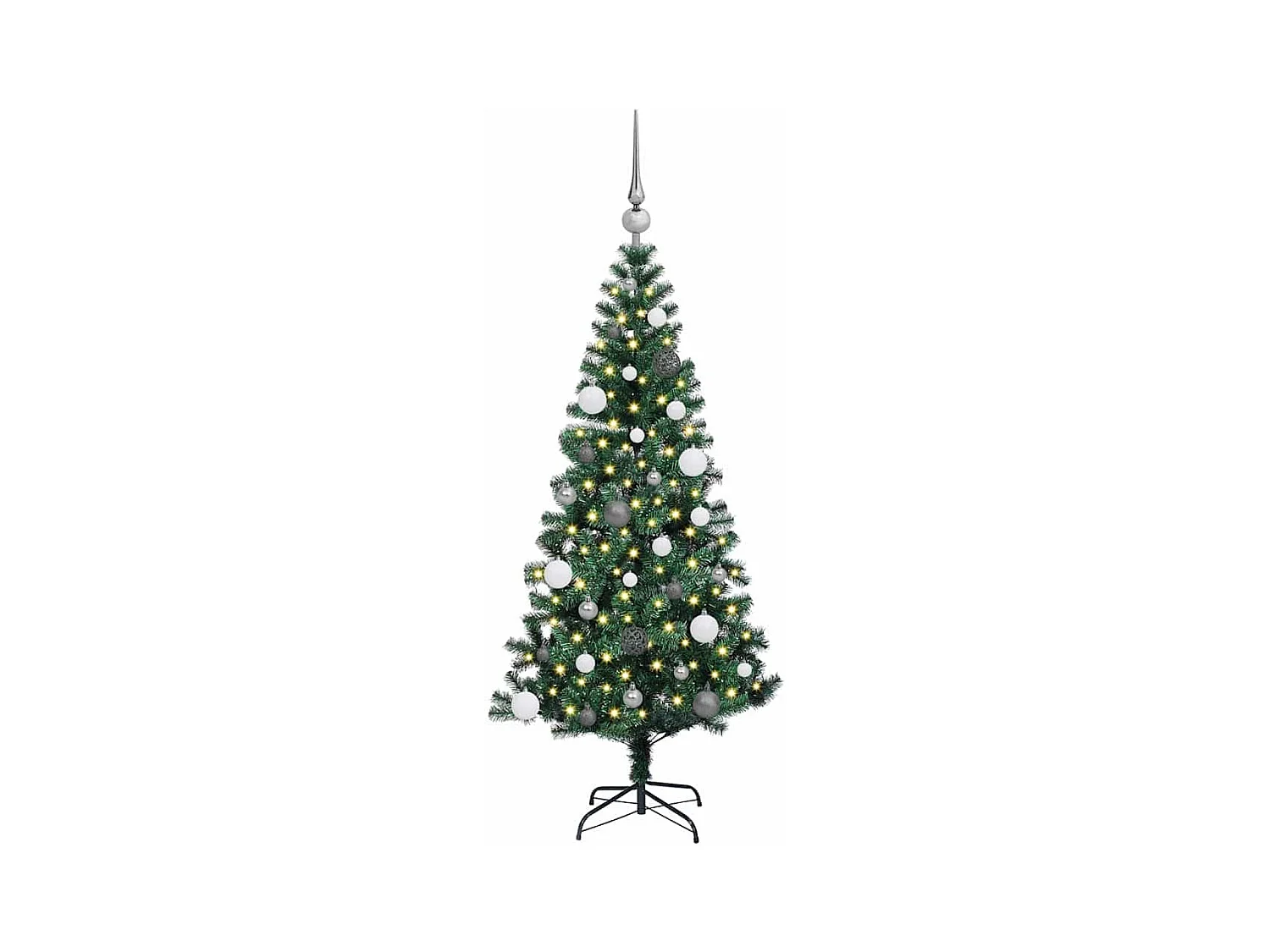 Sapin de Noël artificiel pré-éclairé Vert 150 cm PVC et métal