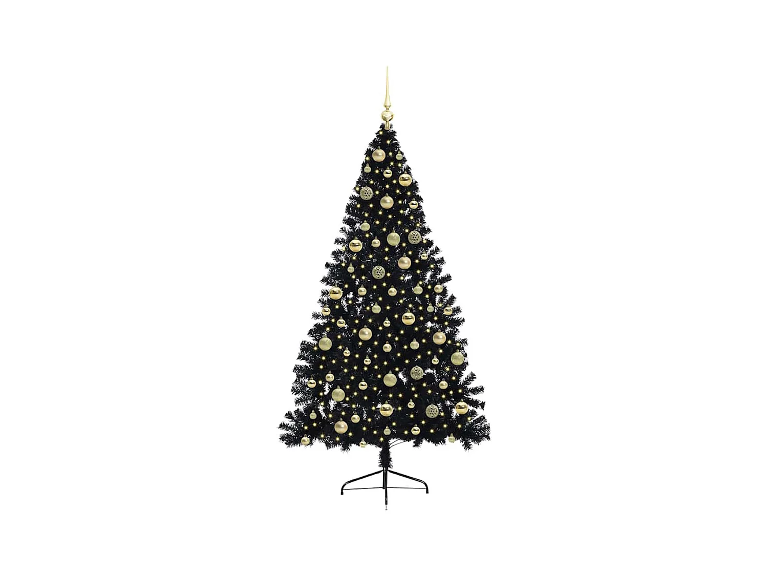 Sapin de Noël artificiel pré-éclairé Noir 210 cm PVC