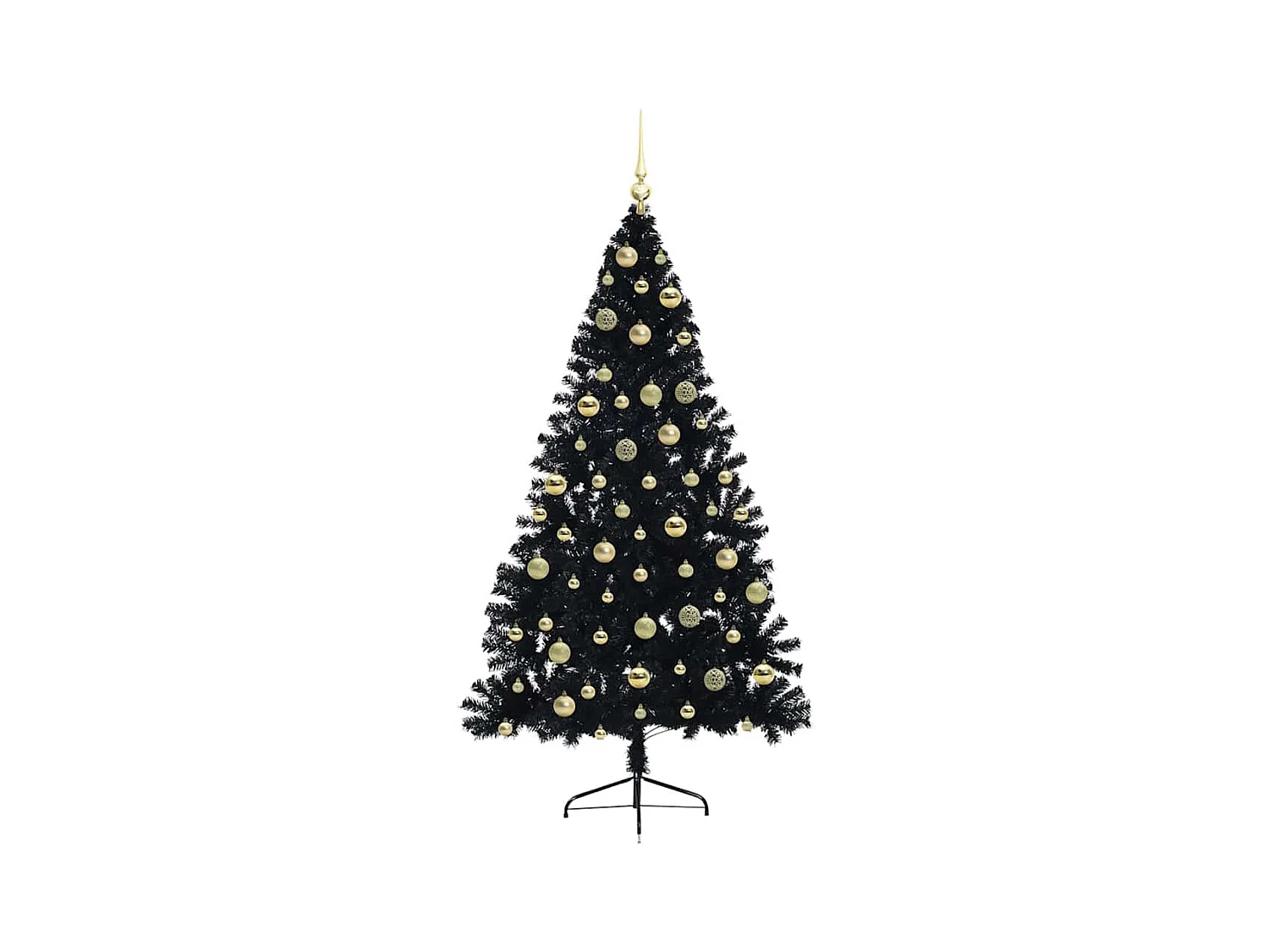 Sapin de Noël artificiel pré-éclairé Noir 210 cm PVC