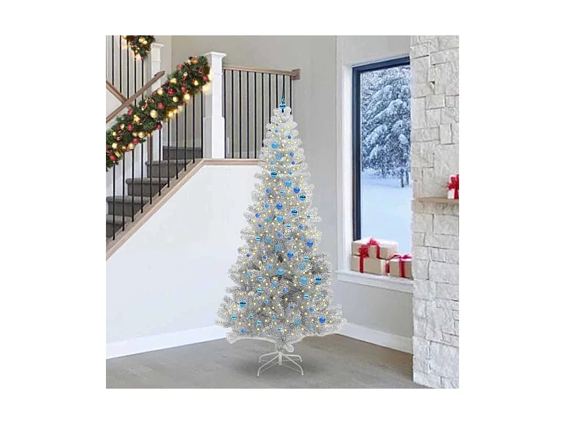 Kerstboom met 300 LED met standaard Zilver 240 cm PET