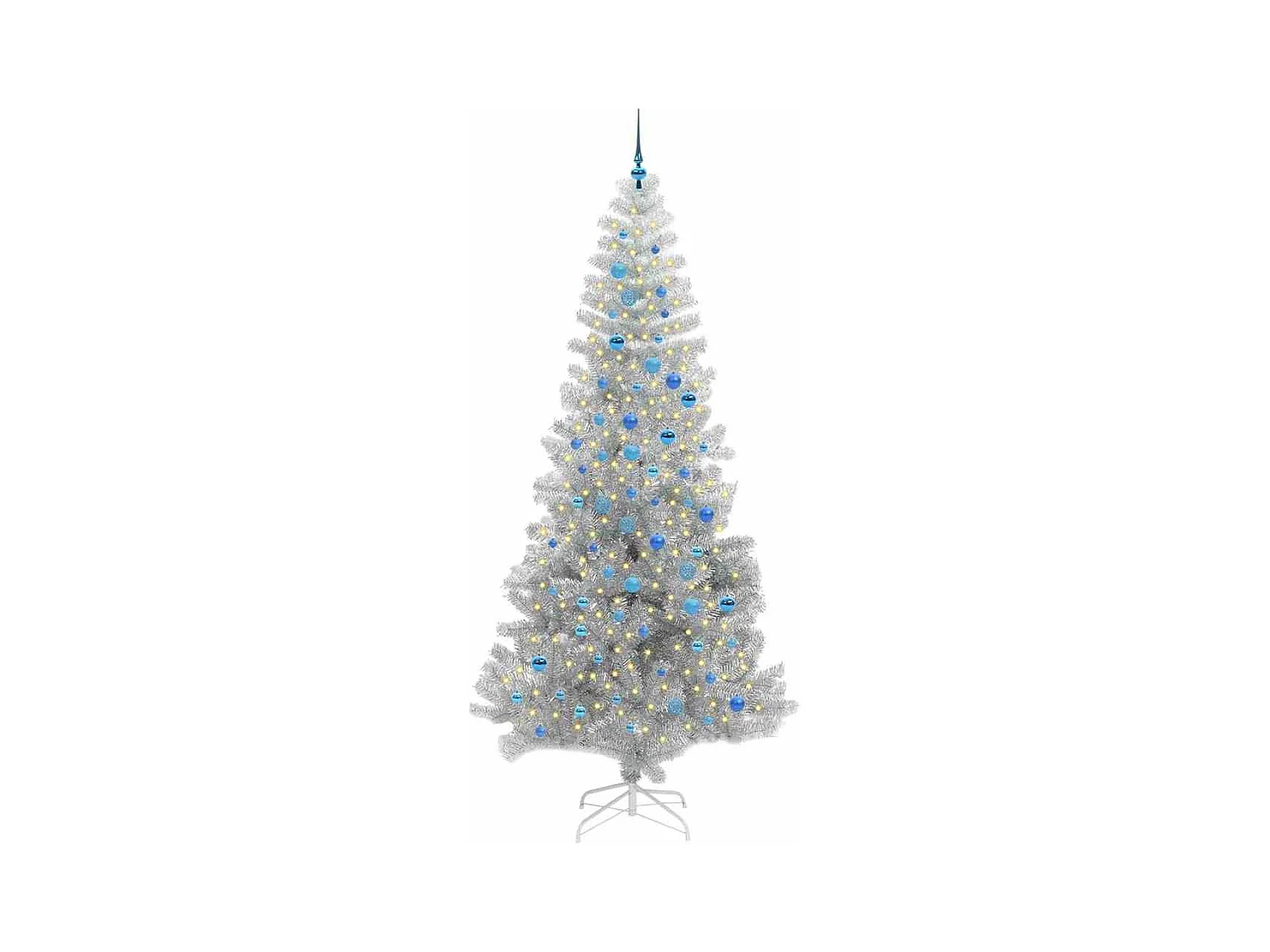 Sapin de Noël avec 300 LED avec support Argent 240 cm PET
