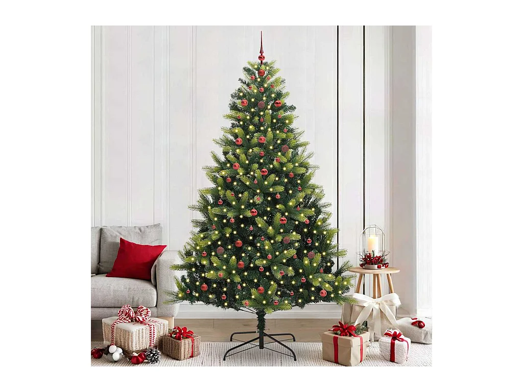 Arbre de Noël artificiel à charnières avec 300 LEDs Vert 240 cm