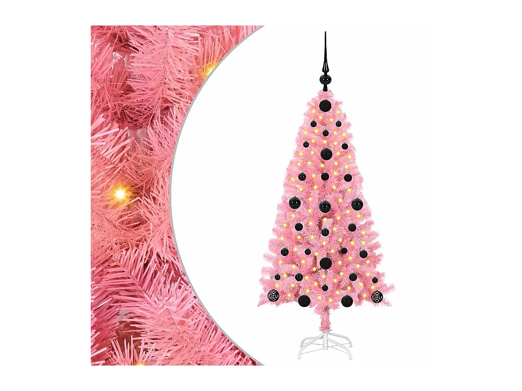 Árvore de Natal com 150 LEDs com suporte Rosa 120 cm PVC