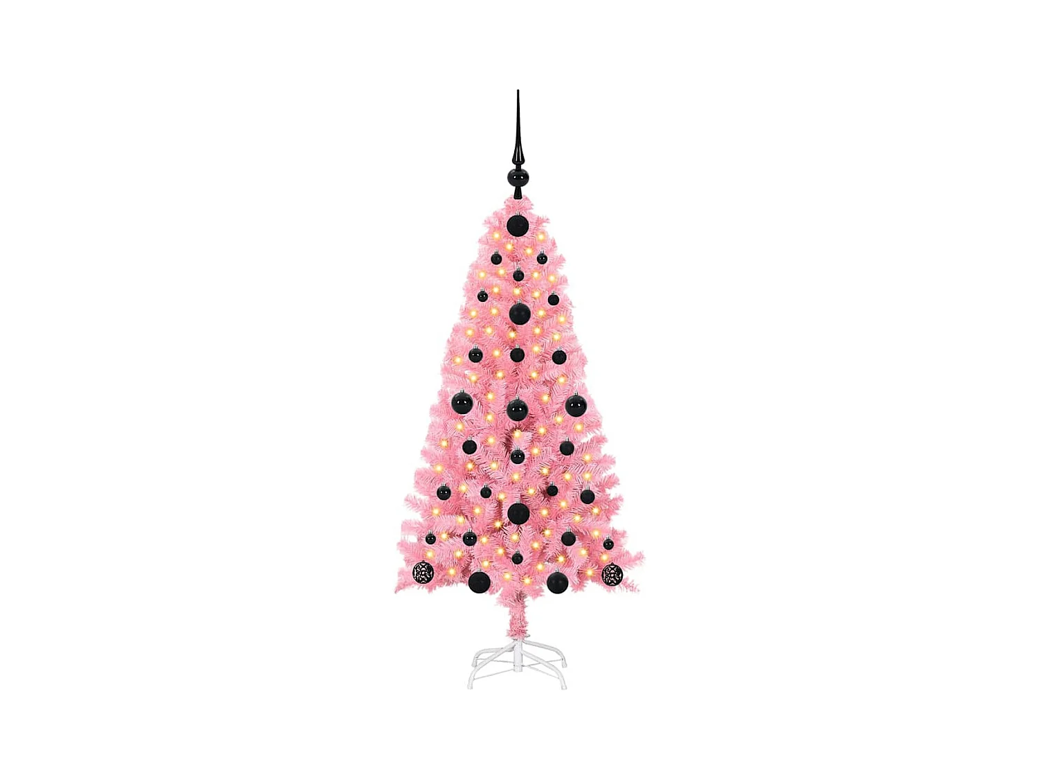 Árvore de Natal com 150 LEDs com suporte Rosa 120 cm PVC