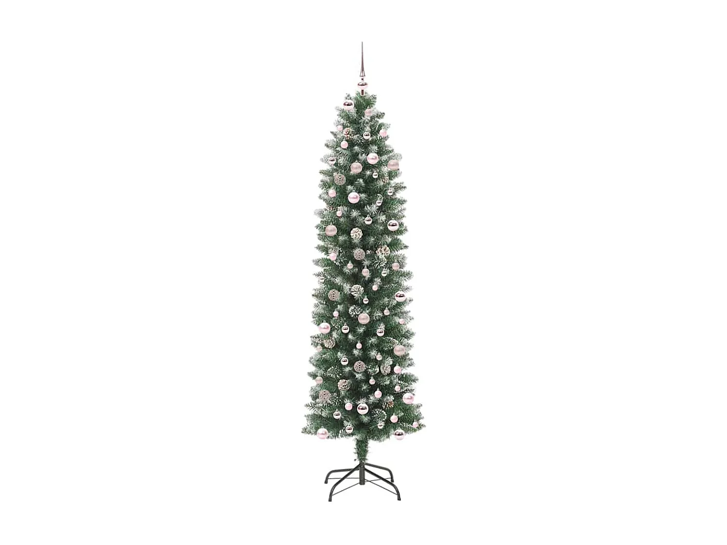 Kunstmatige slanke kerstboom met 300 LED Groen en wit 240 cm