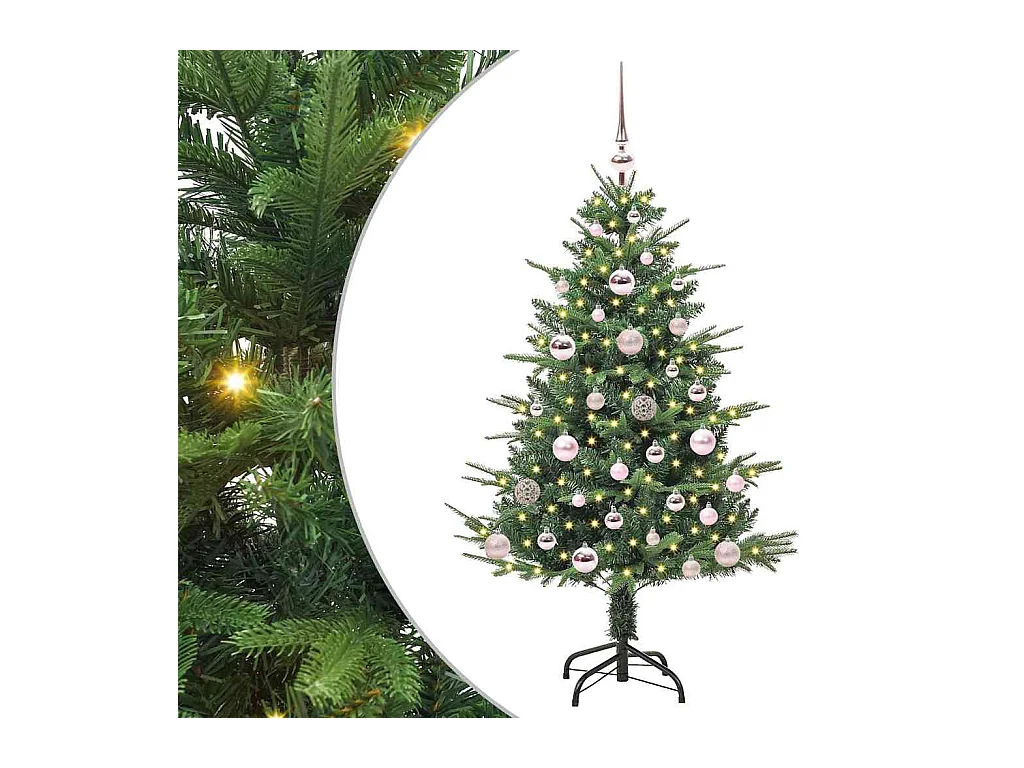 Sapin de Noël artificiel pré-éclairé avec set de boules Vert