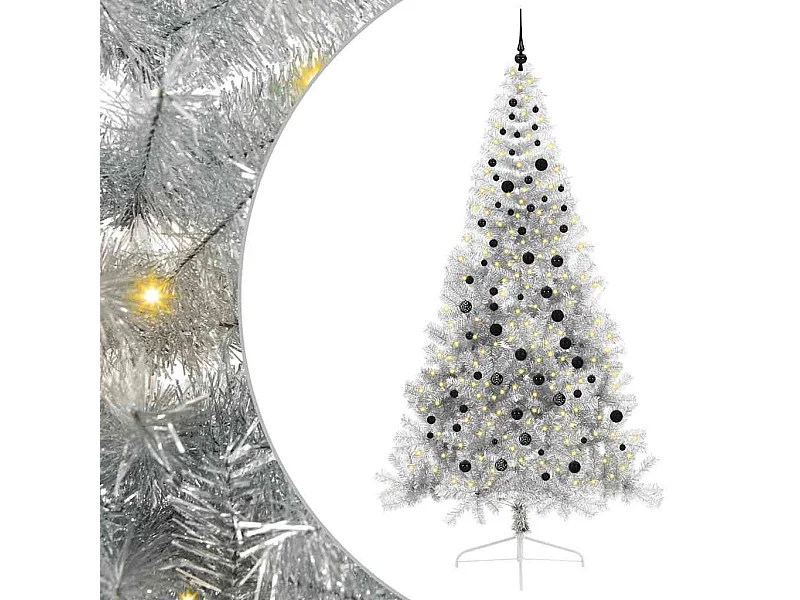 Kunststof Voorverlichte Kerstboom met 300 LED Zilver 240 cm PET