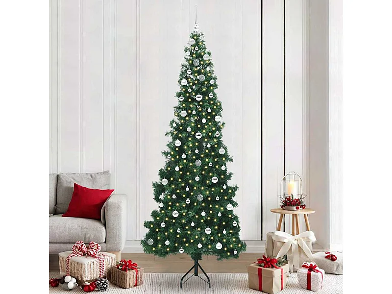 Arbre de Noël artificiel d'angle Vert 240 cm PVC et métal