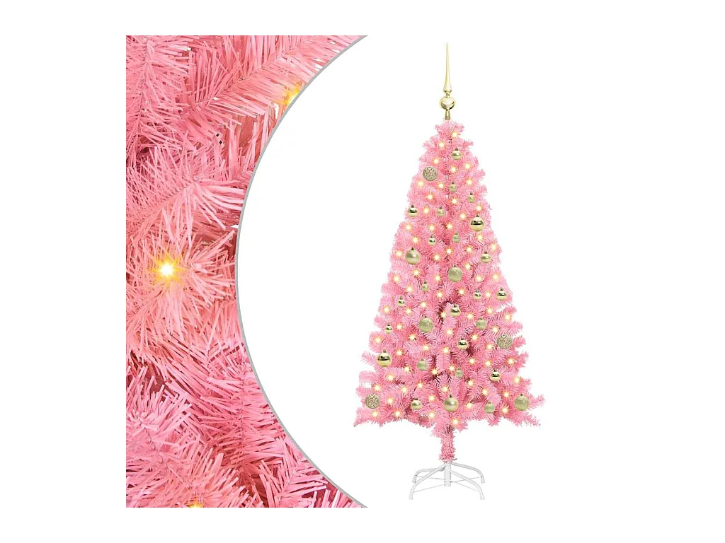 Árvore de Natal com 150 LEDs com suporte Rosa 150 cm PVC