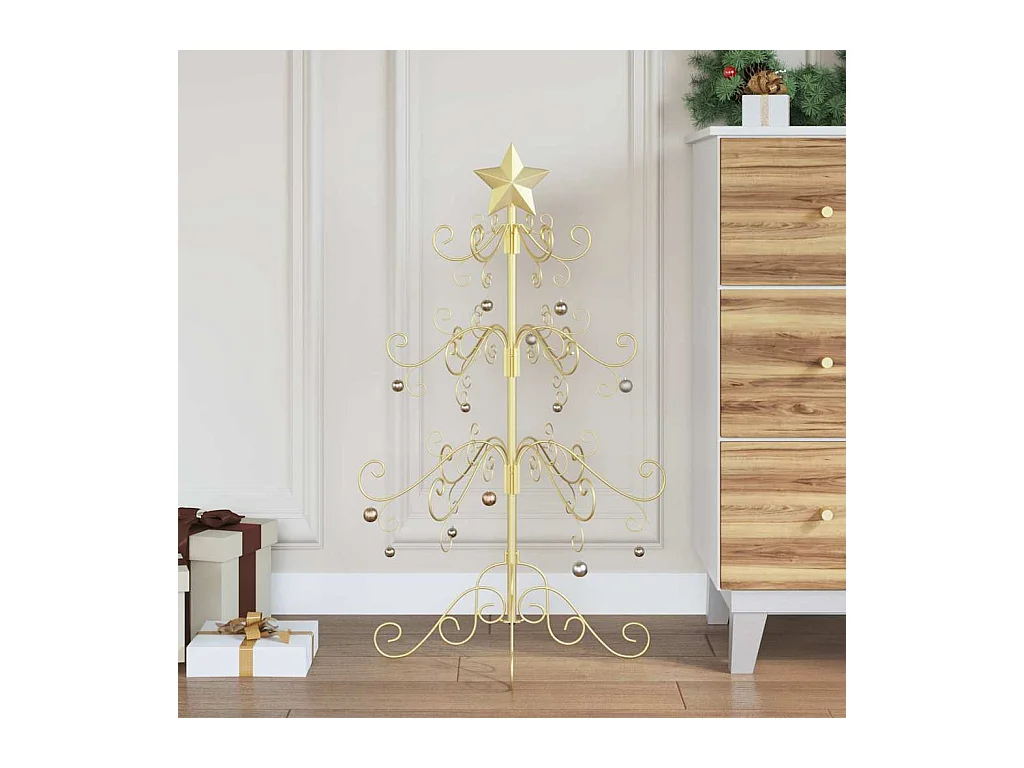 Árbol de Navidad de metal con soporte Dorado 90 cm
