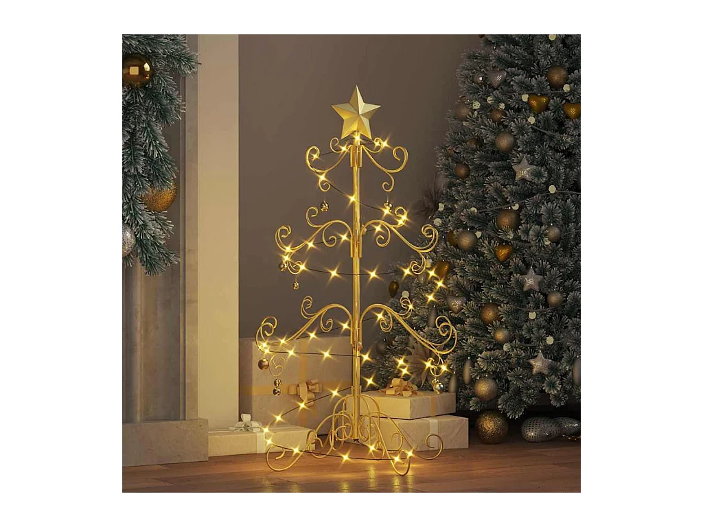 Árbol de Navidad de metal con soporte Dorado 90 cm