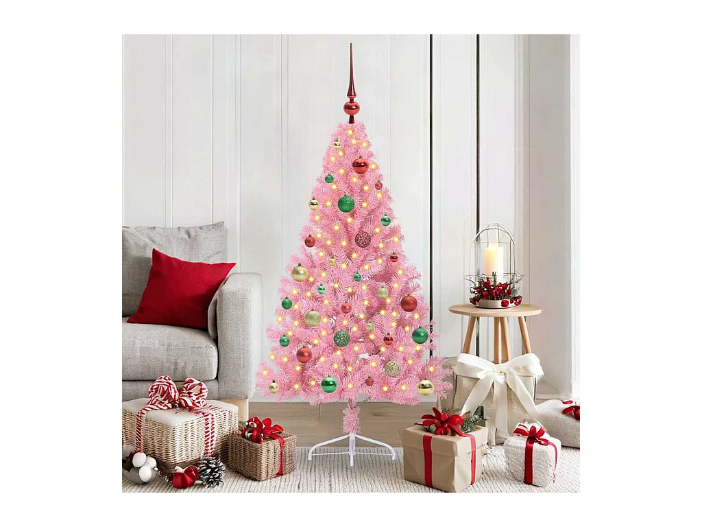 Sapin de Noël artificiel pré-éclairé Rose 150 cm PVC