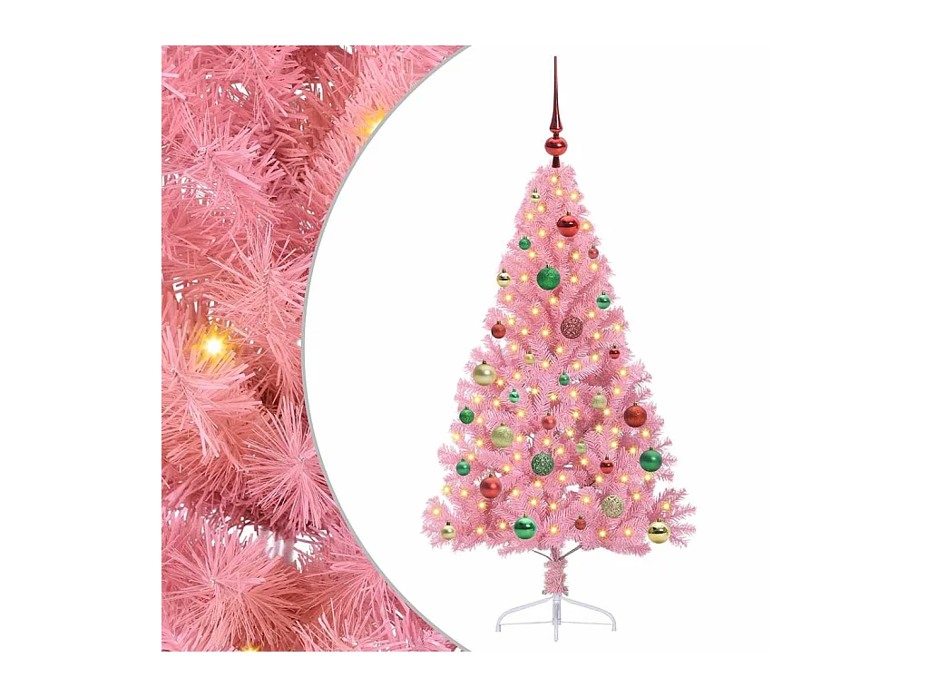 Sapin de Noël artificiel pré-éclairé Rose 150 cm PVC