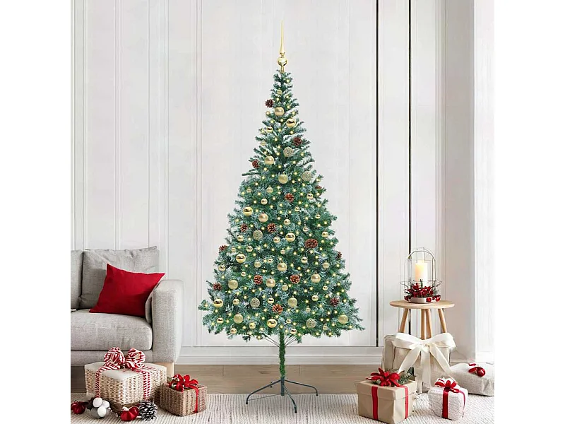 Sapin de Noël artificiel avec 300 LED Vert 210 cm PVC et Acier
