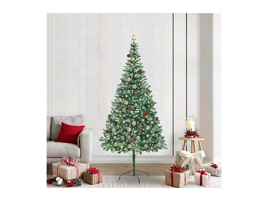 Sapin de Noël artificiel avec 300 LED Vert 210 cm PVC et Acier