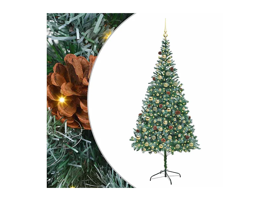 Sapin de Noël artificiel avec 300 LED Vert 210 cm PVC et Acier