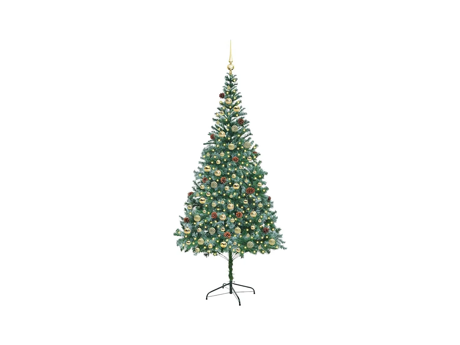 Sapin de Noël artificiel avec 300 LED Vert 210 cm PVC et Acier