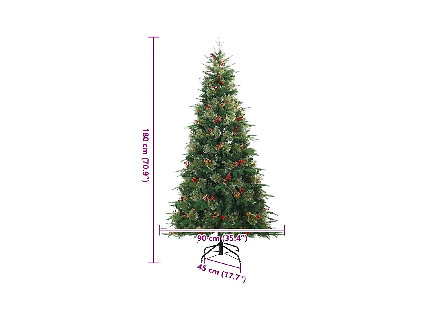 Árvore de Natal Articulada Artificial com suporte Verde 180 cm
