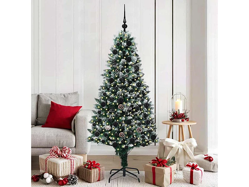 Kunstkerstboom Groen 180 cm PVC en Staal en Kunststof