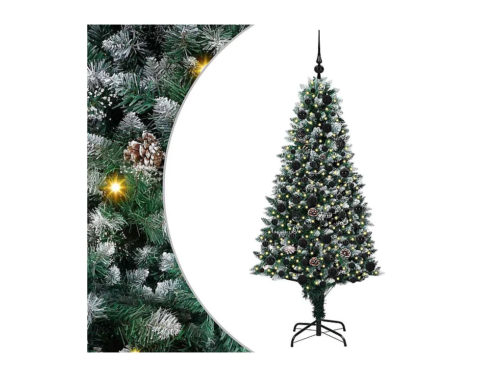 Kunstkerstboom Groen 180 cm PVC en Staal en Kunststof