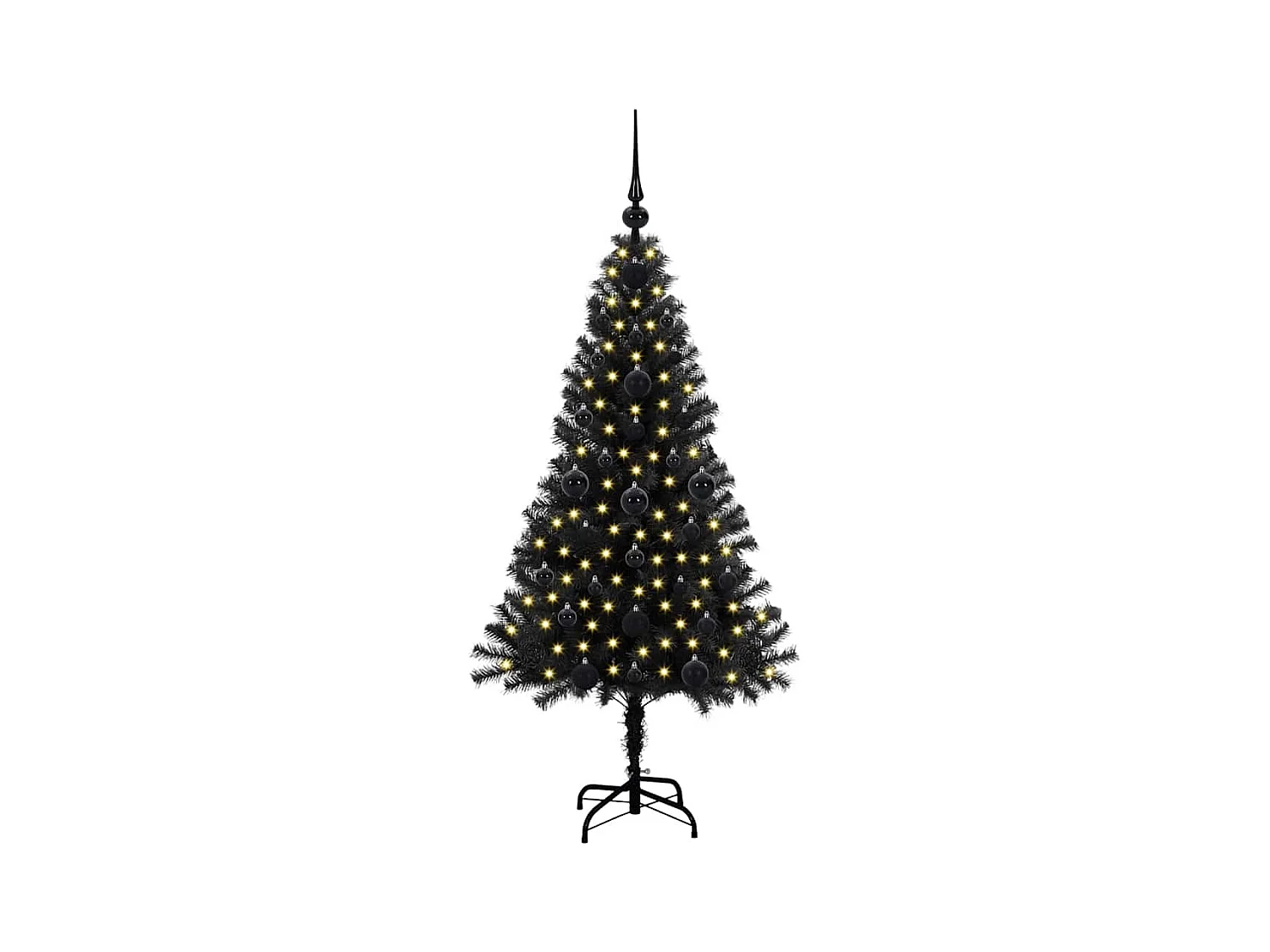 Árvore de Natal com 150 LEDs com suporte Preto 120 cm PVC