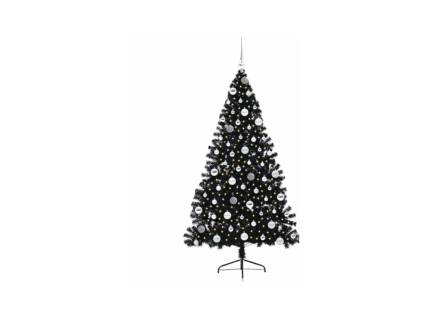 Árbol de Navidad Artificial Preiluminado Negro 180 cm PVC