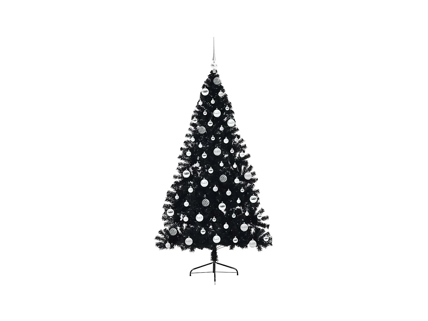Árbol de Navidad Artificial Preiluminado Negro 180 cm PVC