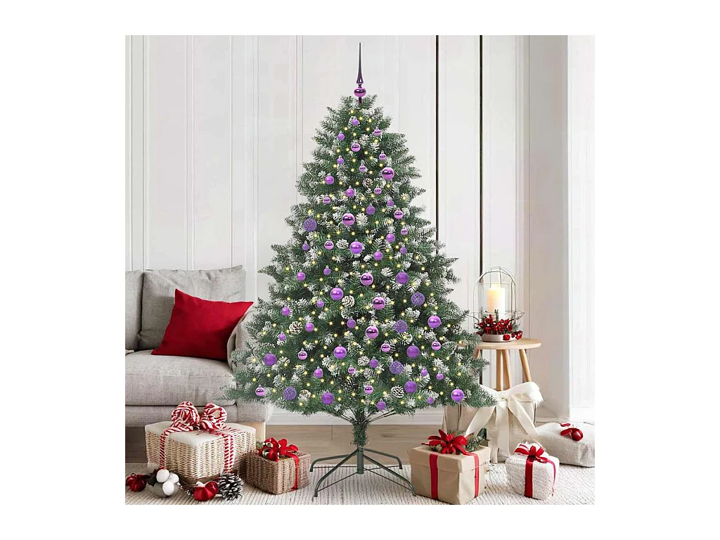 Kunstkerstboom Groen 126 x 126 x 180 cm PVC en Plastic en Staal
