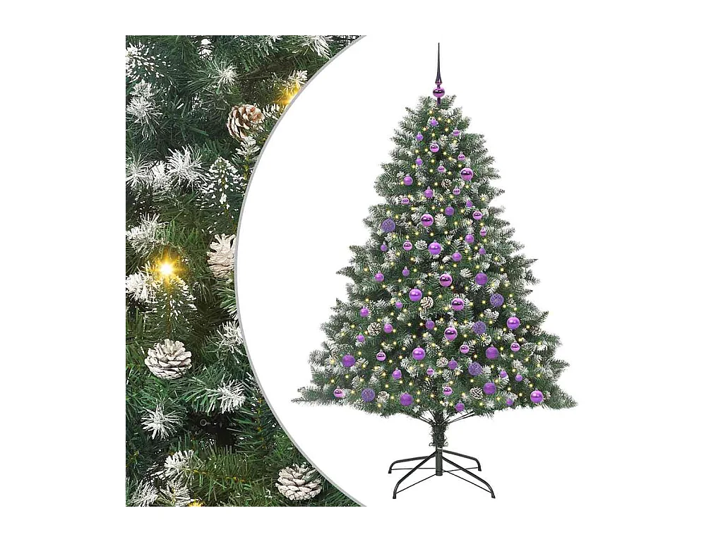 Kunstkerstboom Groen 126 x 126 x 180 cm PVC en Plastic en Staal