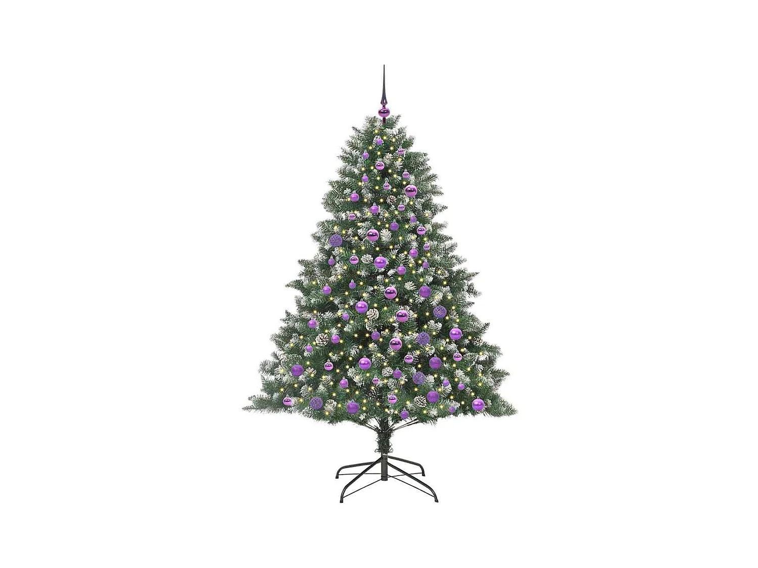 Kunstkerstboom Groen 126 x 126 x 180 cm PVC en Plastic en Staal