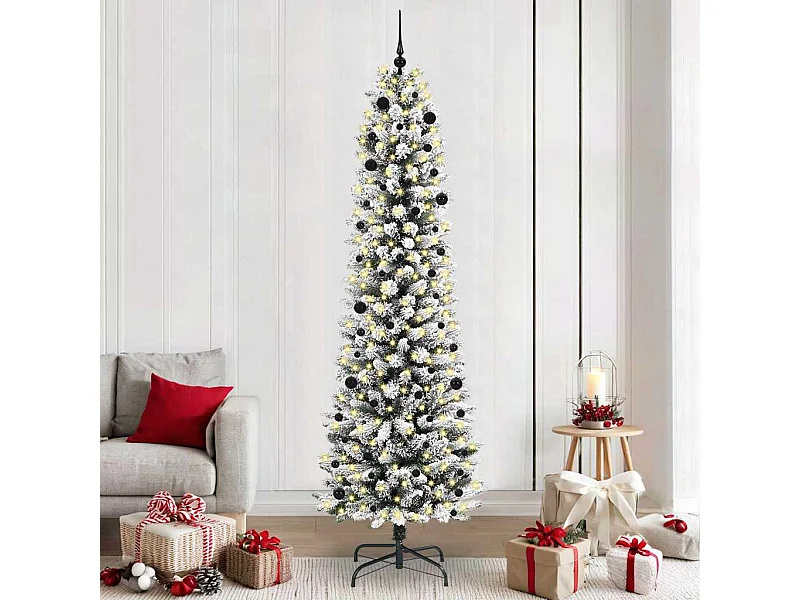 Kunstkerstboom Groen en wit 240 cm PVC en Metaal en Plastic