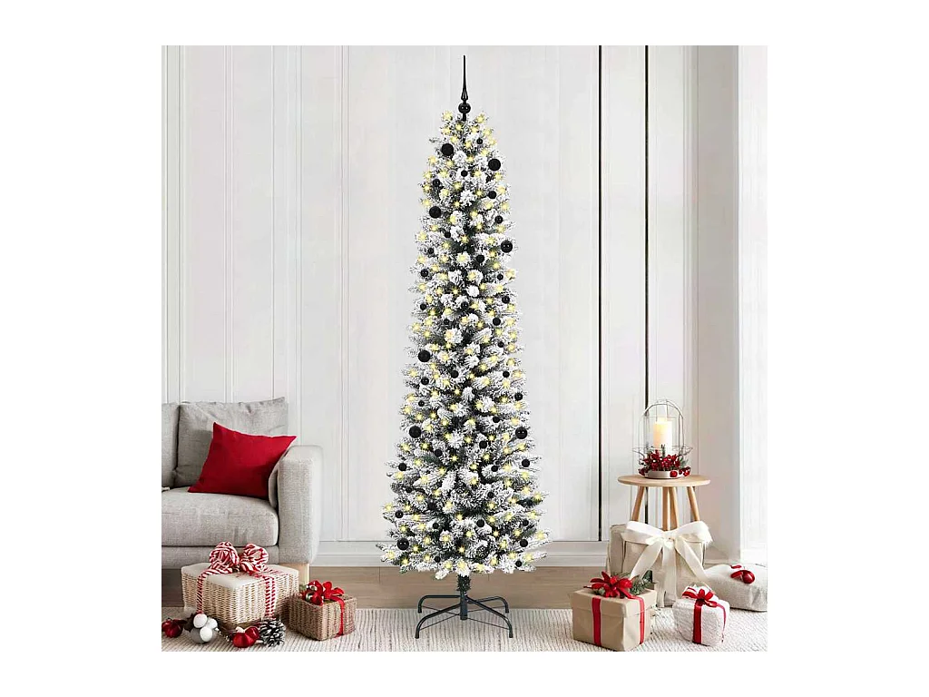 Kunstkerstboom Groen en wit 240 cm PVC en Metaal en Plastic