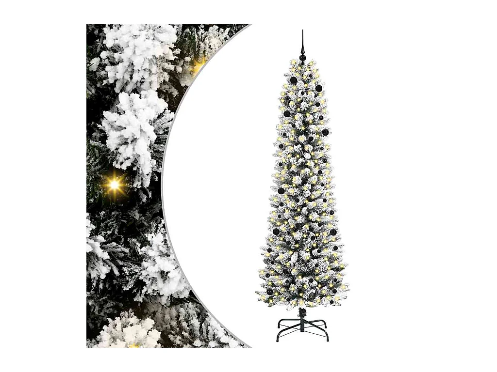 Kunstkerstboom Groen en wit 240 cm PVC en Metaal en Plastic