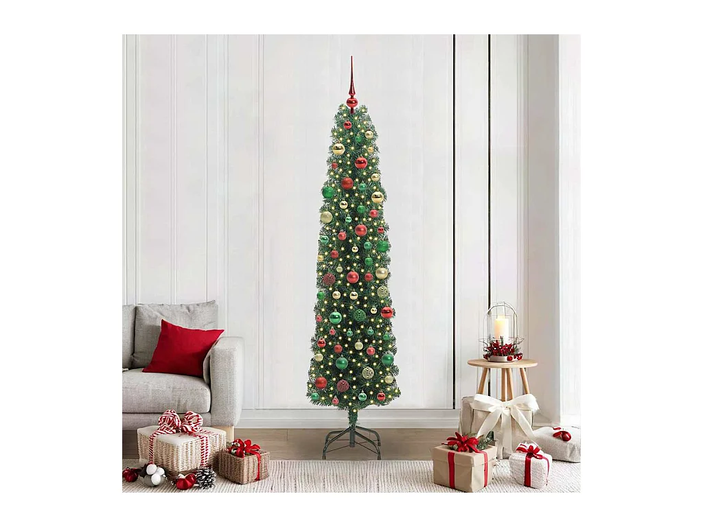 Árvore de Natal Artificial Verde 210 cm PVC e Aço e Plástico
