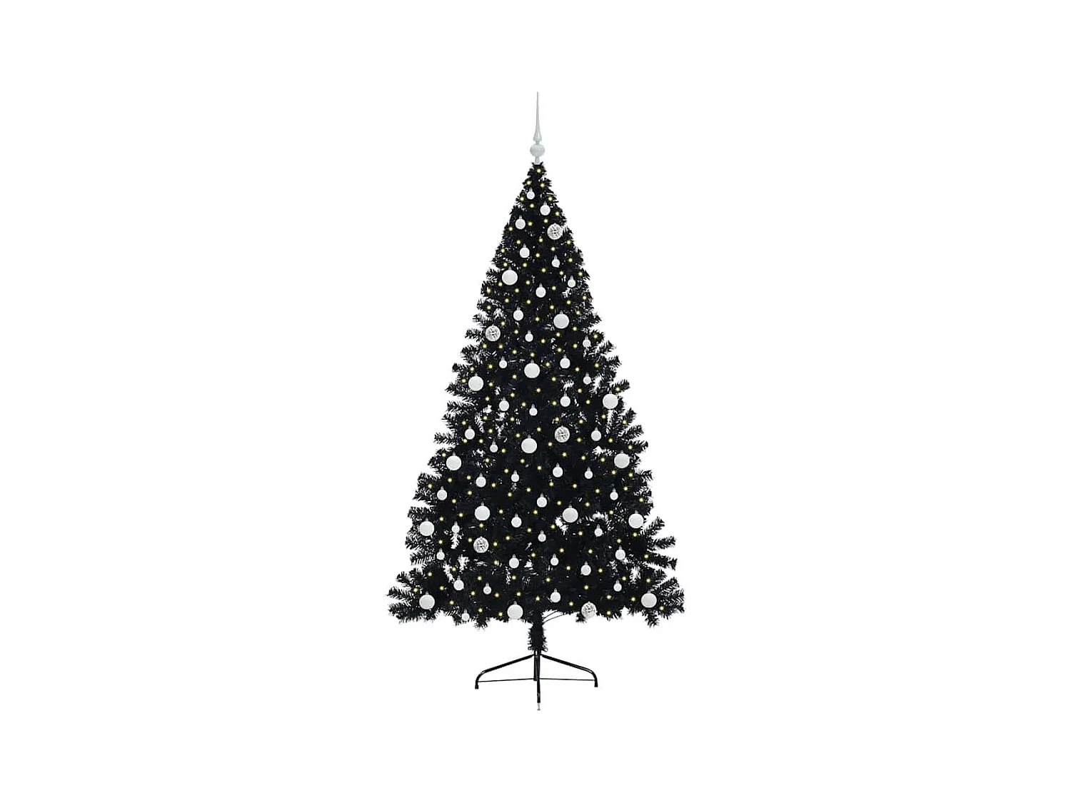 Árbol de Navidad Artificial Preiluminado Negro 210 cm PVC