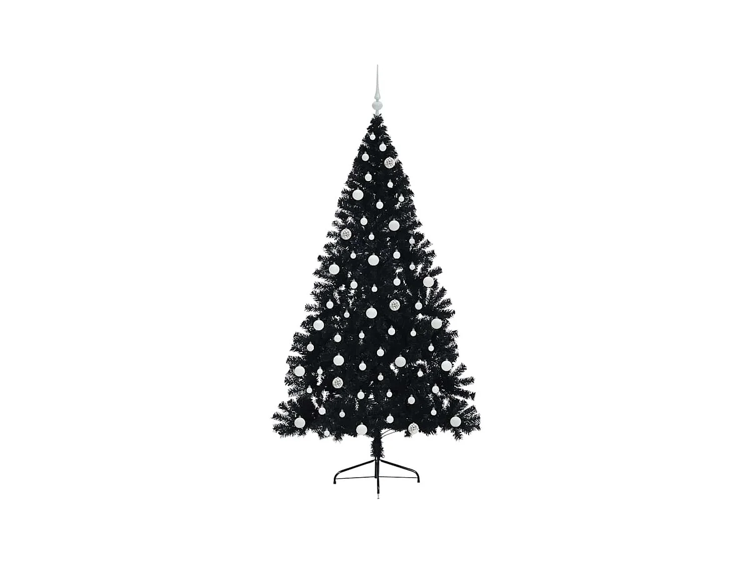 Árbol de Navidad Artificial Preiluminado Negro 210 cm PVC