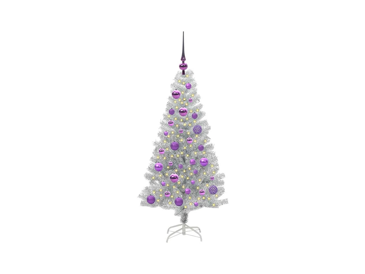 Árbol de Navidad con 150 LED con soporte Plateado 120 cm PET