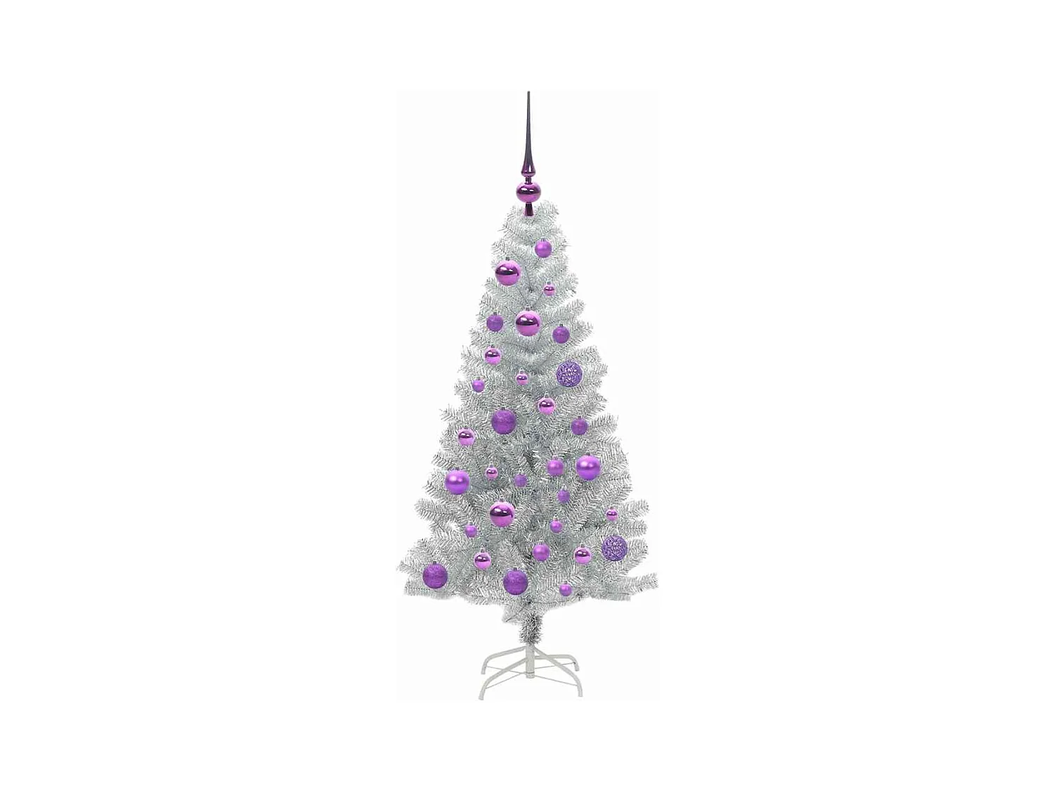 Árbol de Navidad con 150 LED con soporte Plateado 120 cm PET