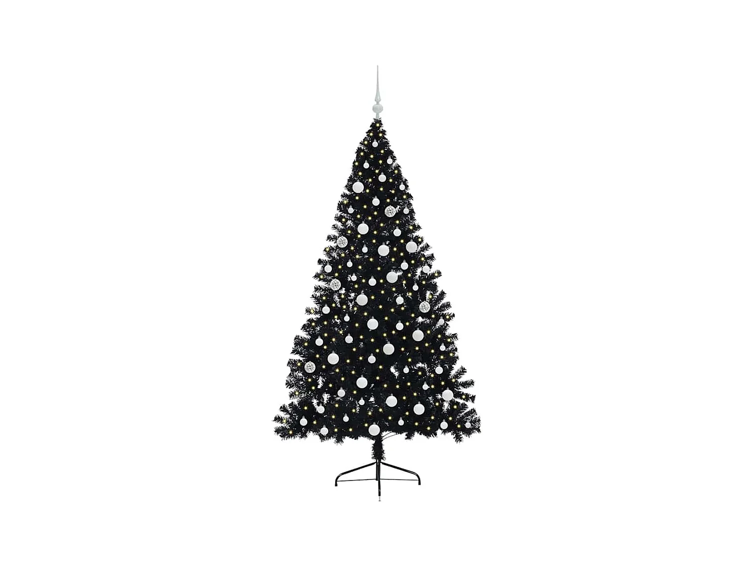 Sapin de Noël artificiel pré-éclairé Noir 180 cm PVC